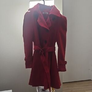 Red Women's Belted Red Coat